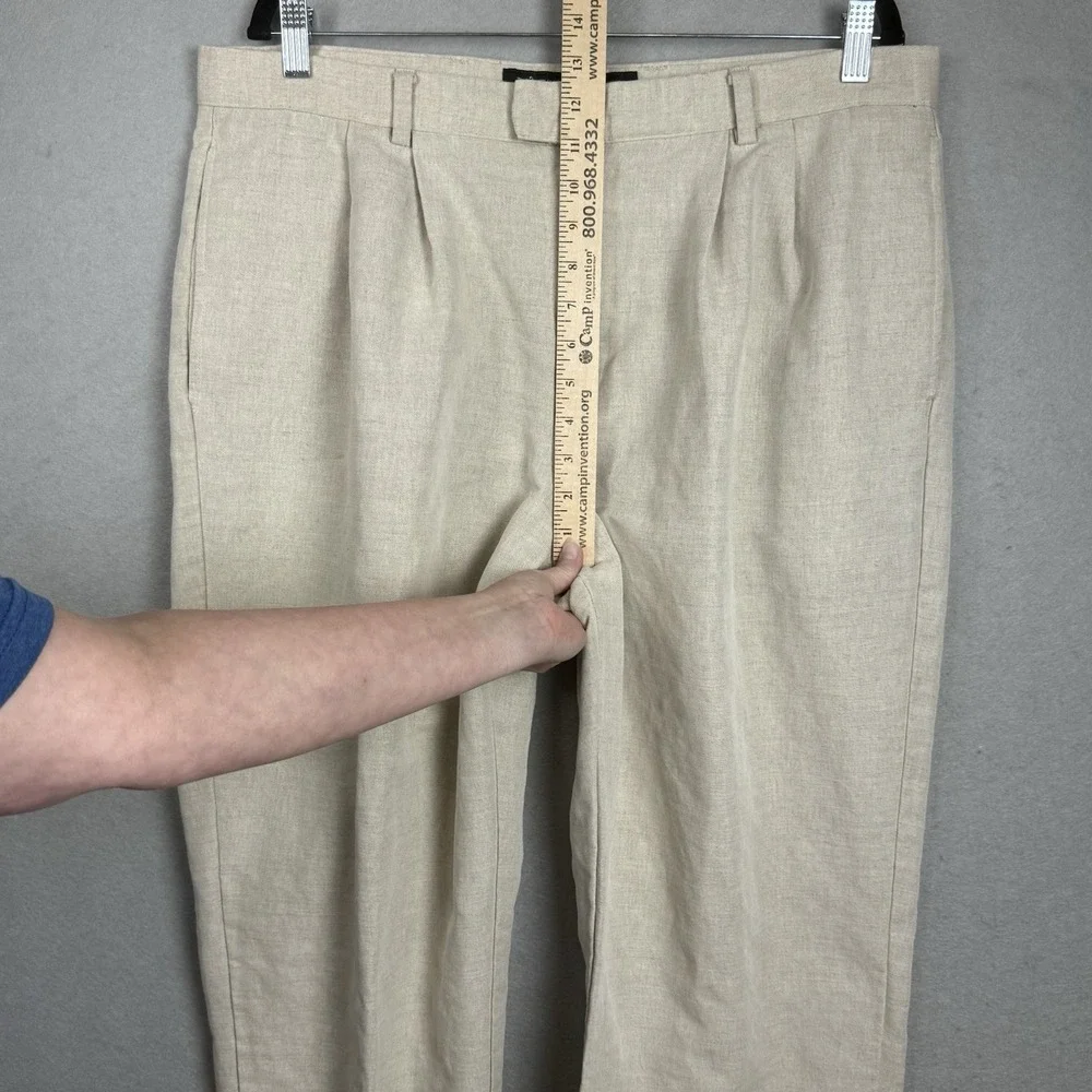Vtg Dockers Khakis Pants Mens 38x32 Cotton Linen Pleated Relaxed Preppy *read